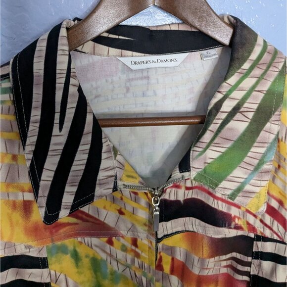 Drapers & Damons XL Multicolor Striped Abstract Jacket zebra strips zip rainbow - Picture 2 of 12